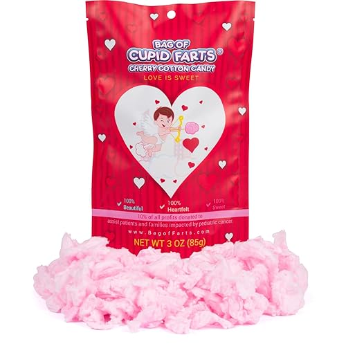 Bag of Cupid Farts Cherry Cotton Candy, 3oz Bag, Fun Valentine's, Wedding, Sweetheart, Birthday Gift, 1 Pack
