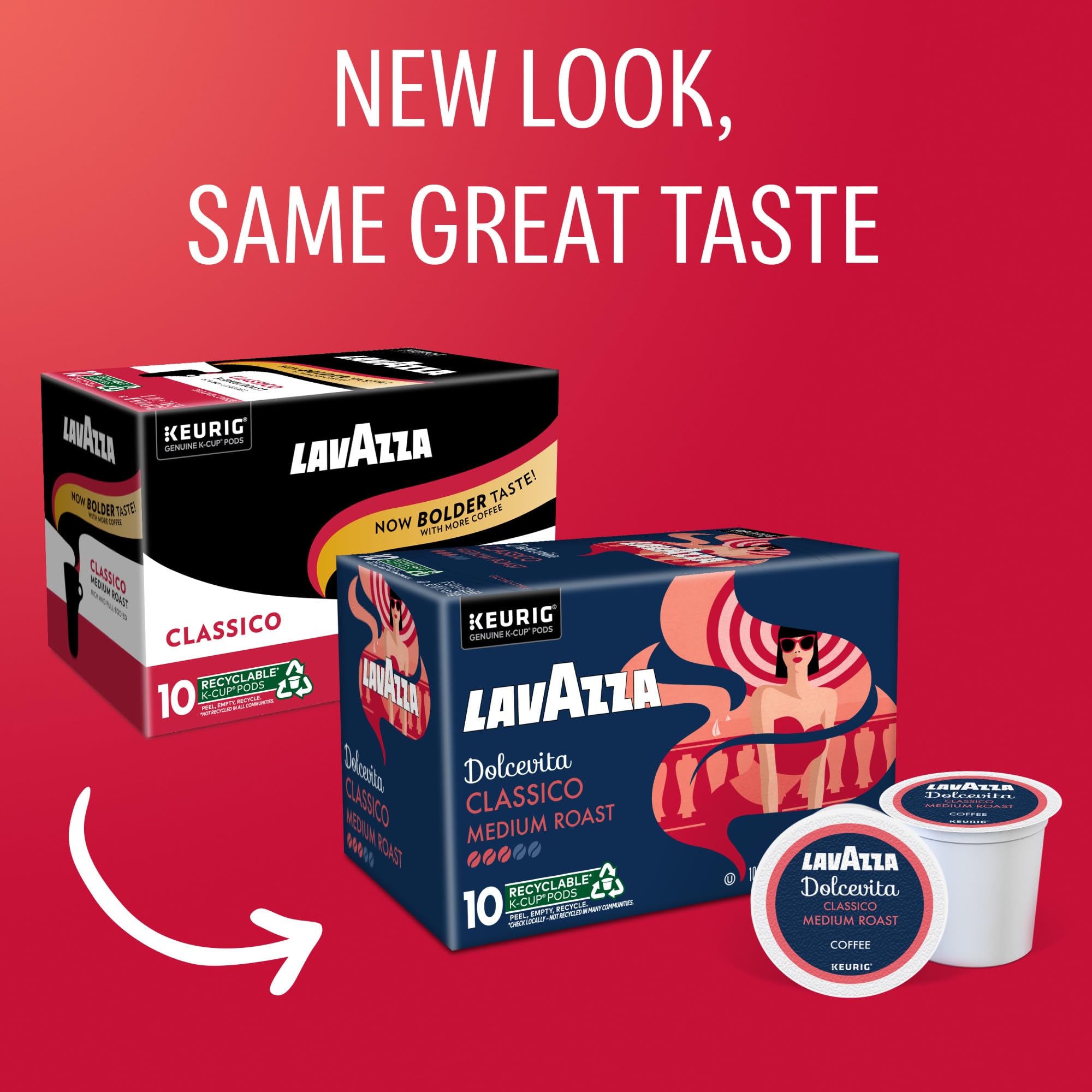Lavazza Dolcevita Classico, Single-Serve Keurig K-Cup Pods, Medium Roast Coffee, 60-Count Box (6 Packs of 10)