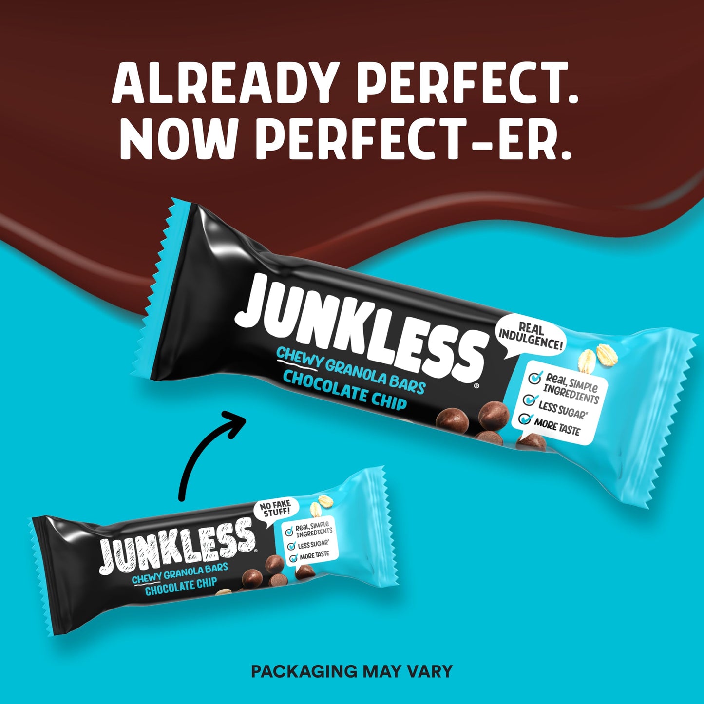 JUNKLESS Chewy Granola Bars Twin Pack - Chocolate Chip & Drizzled Birthday Cake (12 Bars)-Less Sugar, Non-GMO, Gluten-Free, Wholesome Snack Bars
