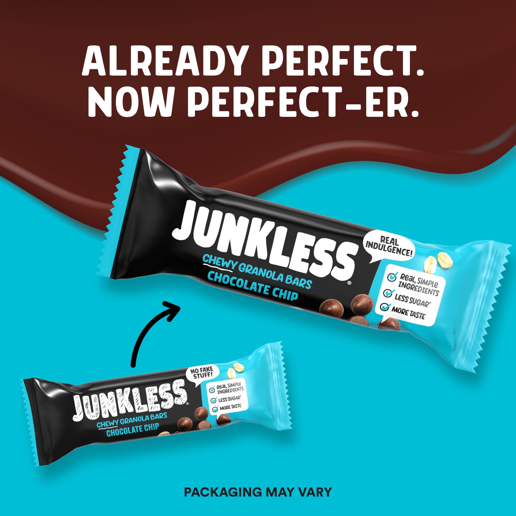 JUNKLESS Classic Chewy Granola Bars - Chocolate Chip and Peanut Butter Chocolate Chip, Gluten-Free, Non-GMO, Lower Sugar, Healthy Snacks for Kids