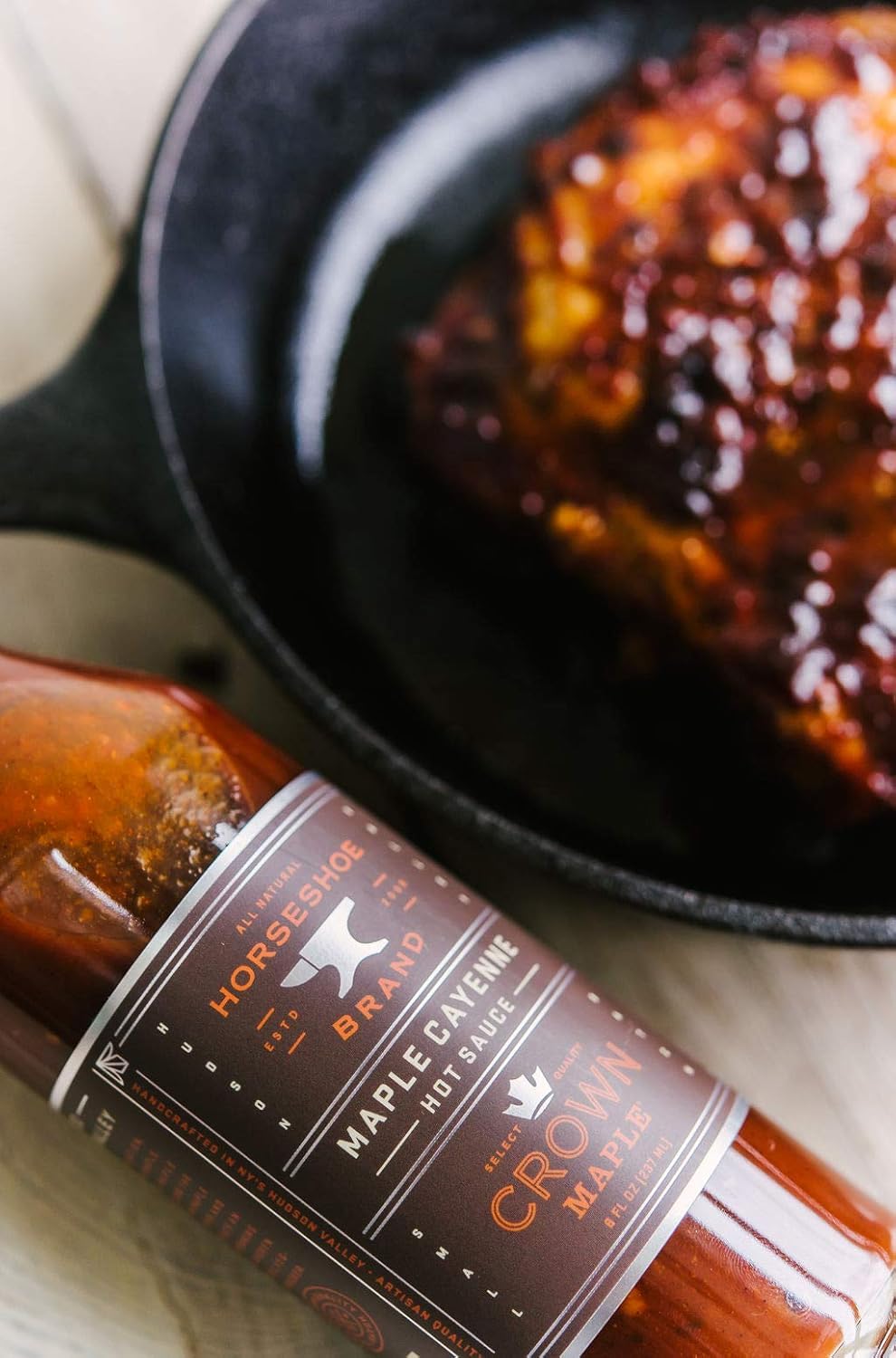 Horseshoe Brand Maple Cayenne Hot Sauce made with Crown Maple Syrup, 8oz Bottle (2 Pack)