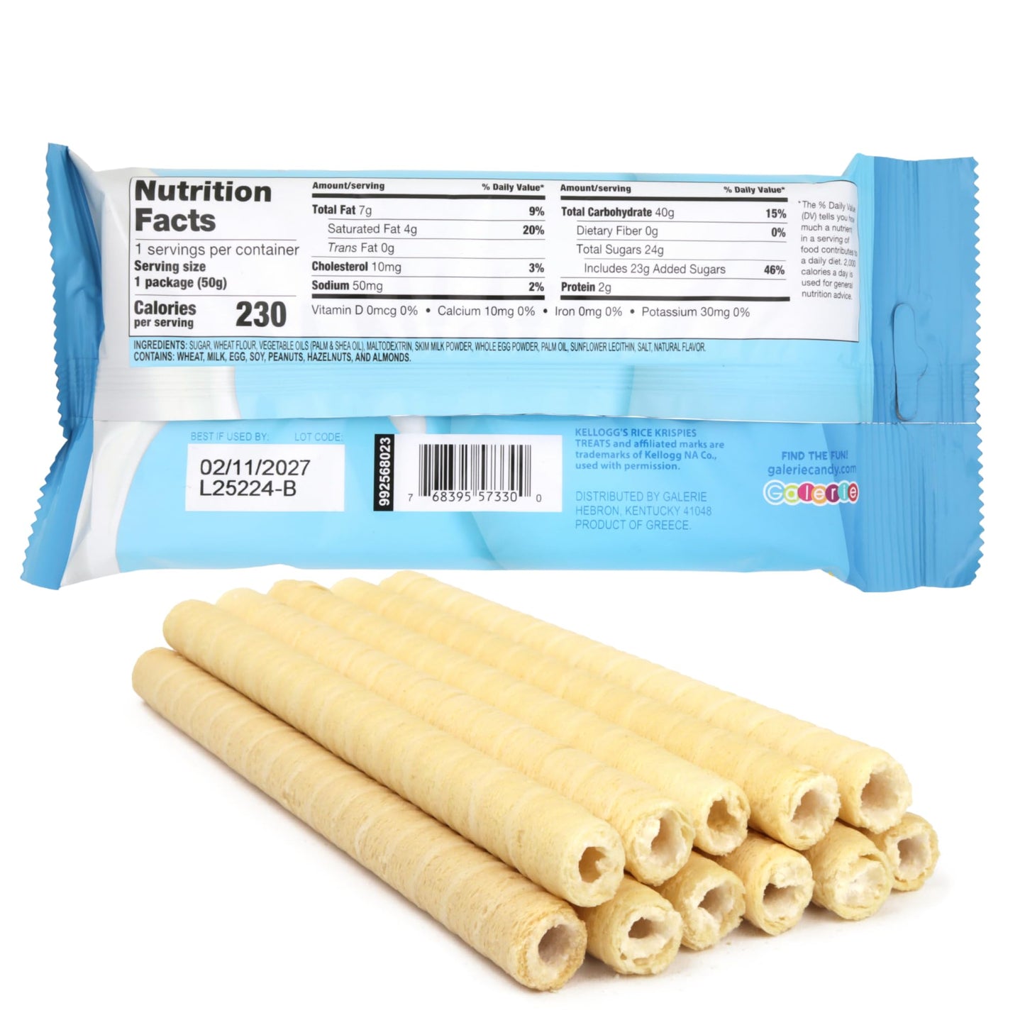 Rice Krispies Treats Cereal Straws, Sweet and Crunchy Wafer Tubes, On The Go Snacks, 5 Count, 1.76 Ounces