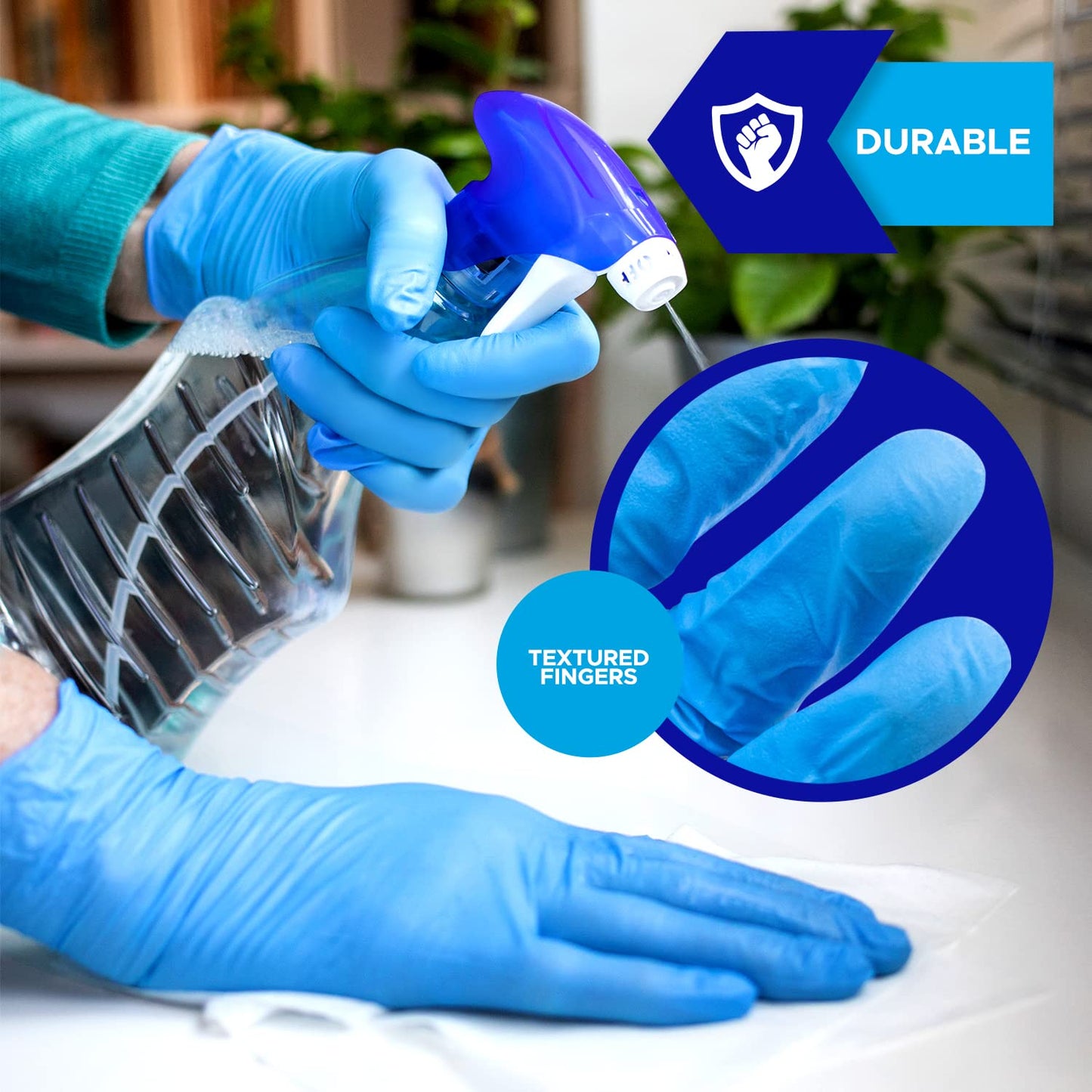 SAFEKO Disposable Exam Nitrile Gloves, Latex Free, Powder Free (X-Large, Blue)