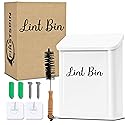 FIRSTSPIN Magnetic Lint Bin for Laundry Room - Black Metal Lint Holder with Lid - Wall Mount & Magnetic Trash Can - Modern Farmhouse Style for Laundry