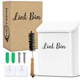 FIRSTSPIN Magnetic Lint Bin for Laundry Room - Black Metal Lint Holder with Lid - Wall Mount & Magnetic Trash Can - Modern Farmhouse Style for Laundry