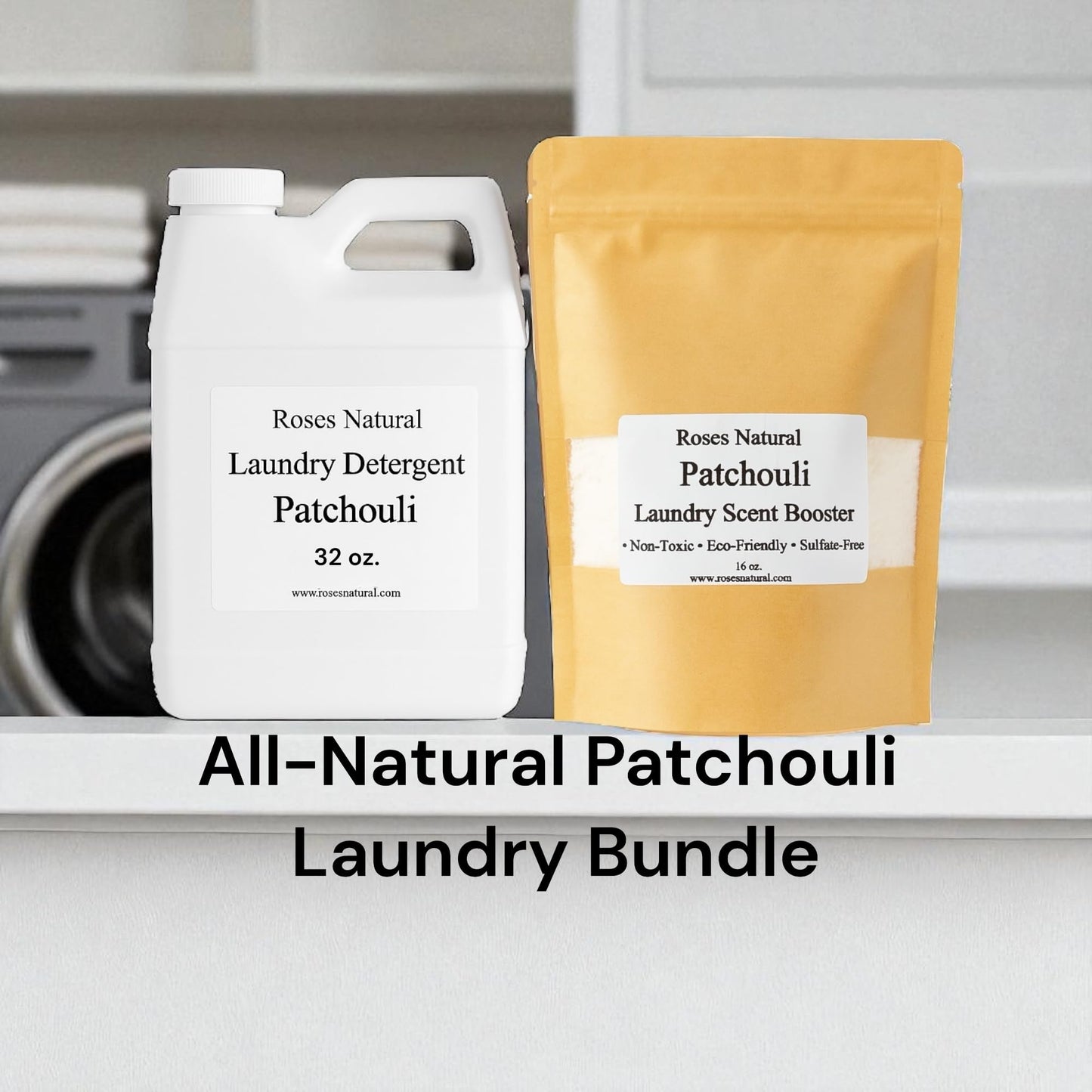 Patchouli Laundry Detergent and Scent Booster Bundle, 32 oz Detergent, 16 oz Booster, Natural Laundry Set, Eco-friendly, Patchouli Essential Oil