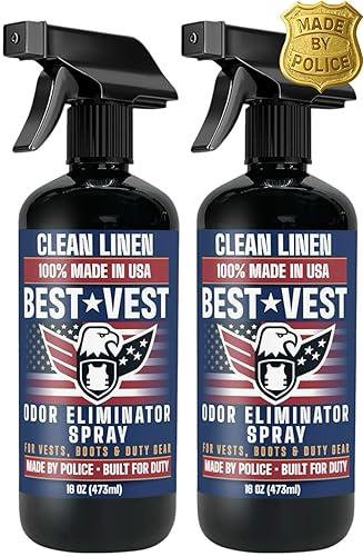 Best Vest Bulletproof Vest Odor Eliminator Spray for Body Armor, Police Gear & Tactical Gear, Clean Linen, 16oz (2 Pack)