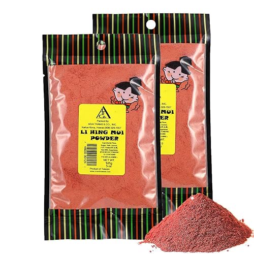 Asia Trans Li Hing Mui Crack Seed Plum Powder | Hawaiian Favorite | Sweet, Sour, & Salty Dried Asian Umeboshi Topping for Desserts and Snacks (2 Pack