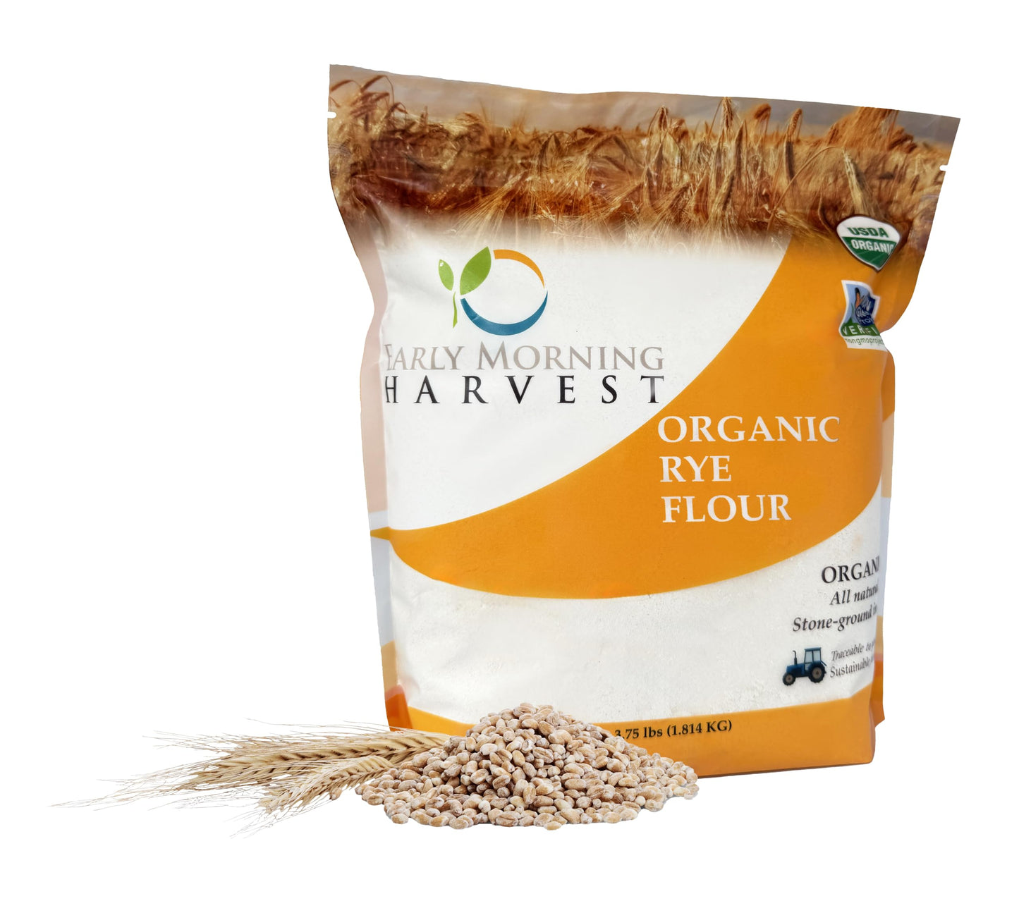 Early Morning Harvest Organic Rye Flour - Made from Organic, Non-GMO Rye - Stone Ground Flour for Bread and Baking, Sourdough Starter, Whole Grain