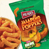 Herr's Jalapeño Poppers Flavored Cheese Curls - Made with Cheddar Cheese - 6 Ounce (Pack of 12) Great for Bold Flavor Fans