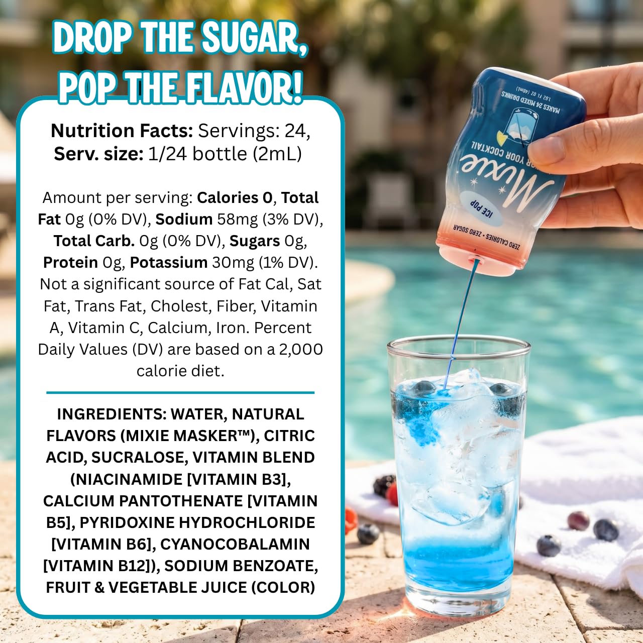 Mixie Liquid Water Enhancer, Water Flavoring Drops with Electrolytes & B Vitamins, 6-Pack Party Cocktail Mixer, Sugar Free, No Calorie Drink Mix