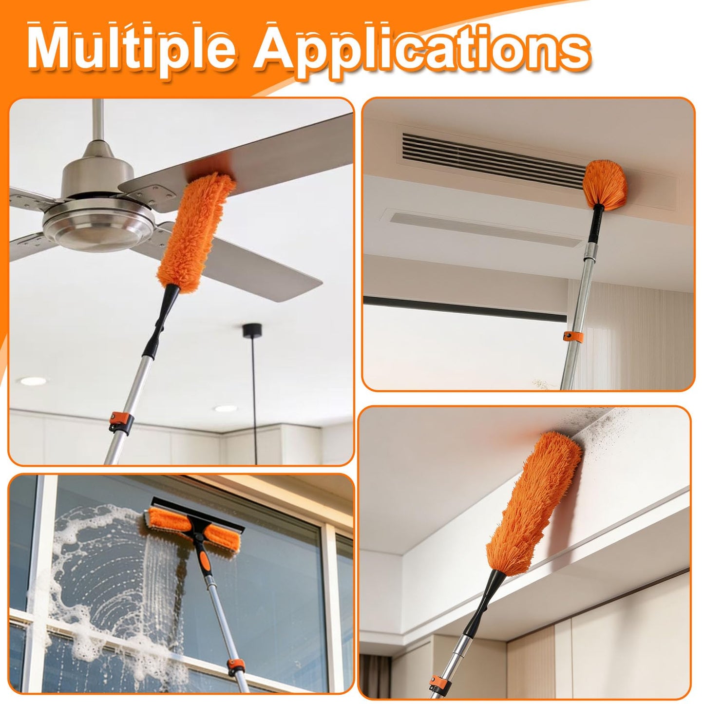 TONYINGO 26FT High Reach Duster Kit with 5-20FT Flip-Lock & Screw Dual Locking Extension Pole, Cobweb Duster, Washable Ceiling Fan Cleaner & Window