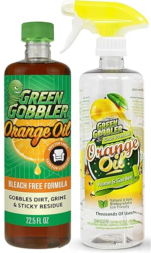 Green Gobbler Cold-Pressed Concentrated Orange Oil for Multi-Purpose Cleaning at Home, Outdoors, 32 oz, Spray Bottle Included