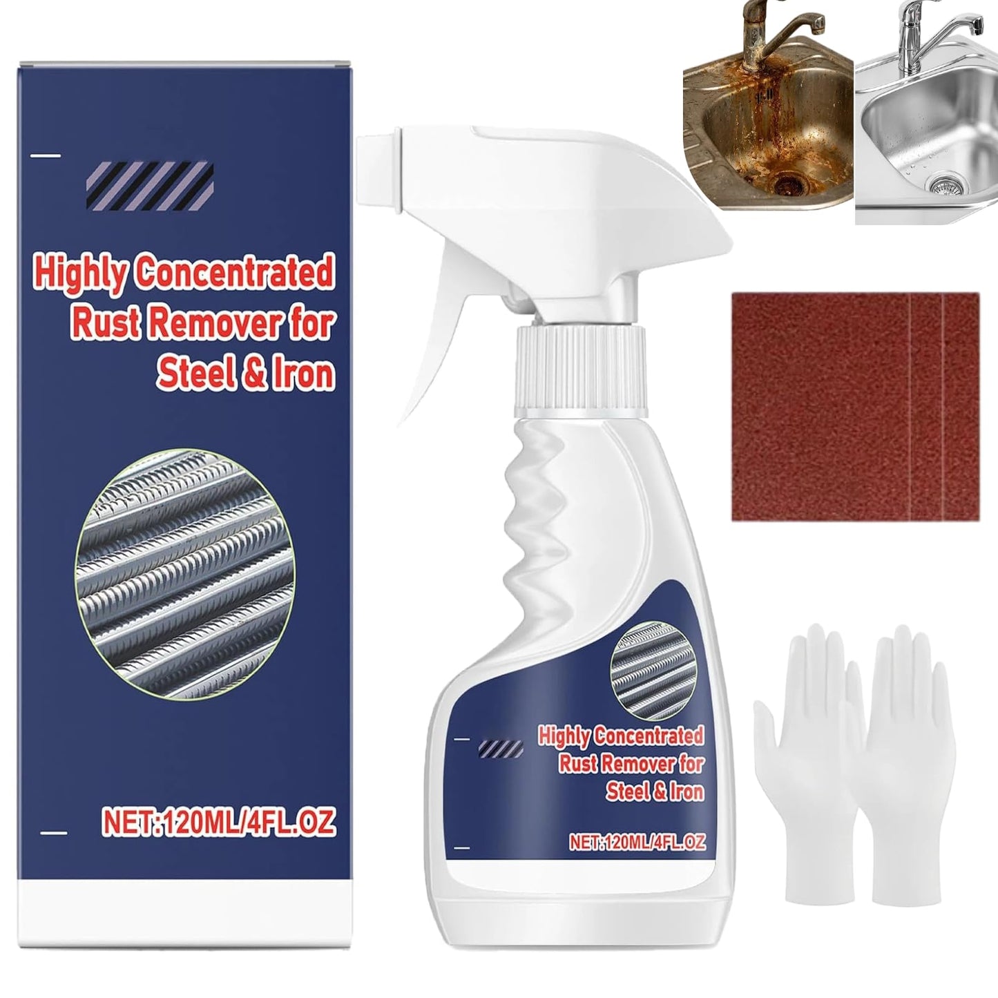 Bighero Multipurpose Rust Remover Spray for Metal - Powerful Cleaner for Stainless Steel, Iron, Automotive Parts, Tools & Furniture - Rust Converter