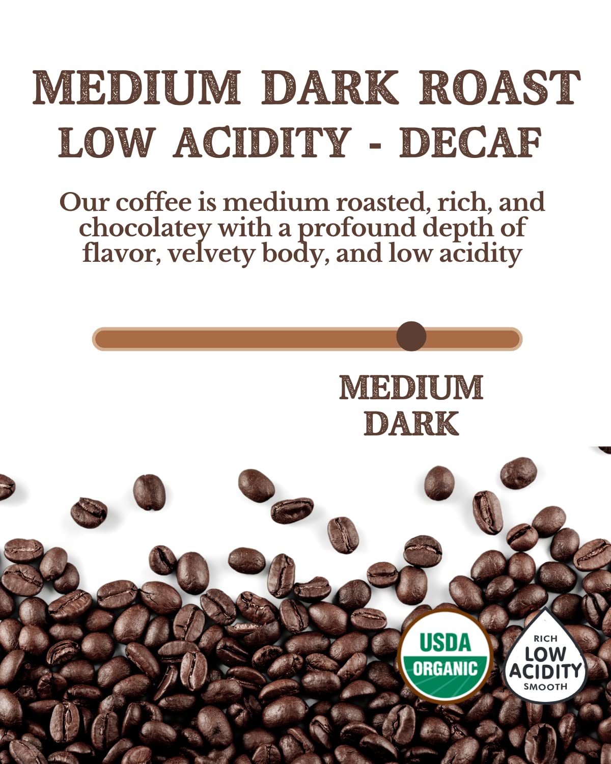 5LB Subtle Earth Organic Decaf - Swiss Water Process Decaf - Medium Dark Roast - Whole Bean Coffee - Low Acidity - Organic Certified by CCOF - 5 Pound