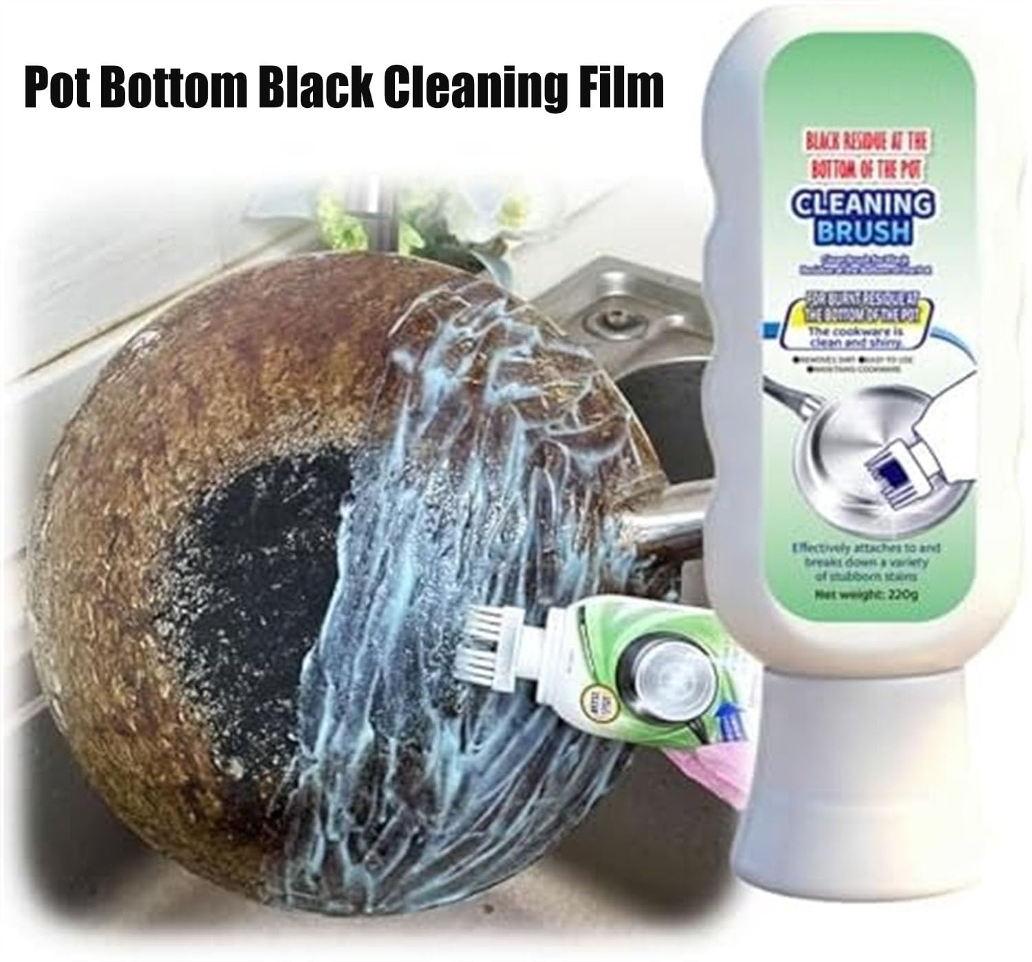 EASLIF Pot Bottom Black Stain Remover - Black Cleaning Film, Powerful Grease and Grime Cleaner for Pots & Pans, Kitchen Burnt Residue Remover Paste