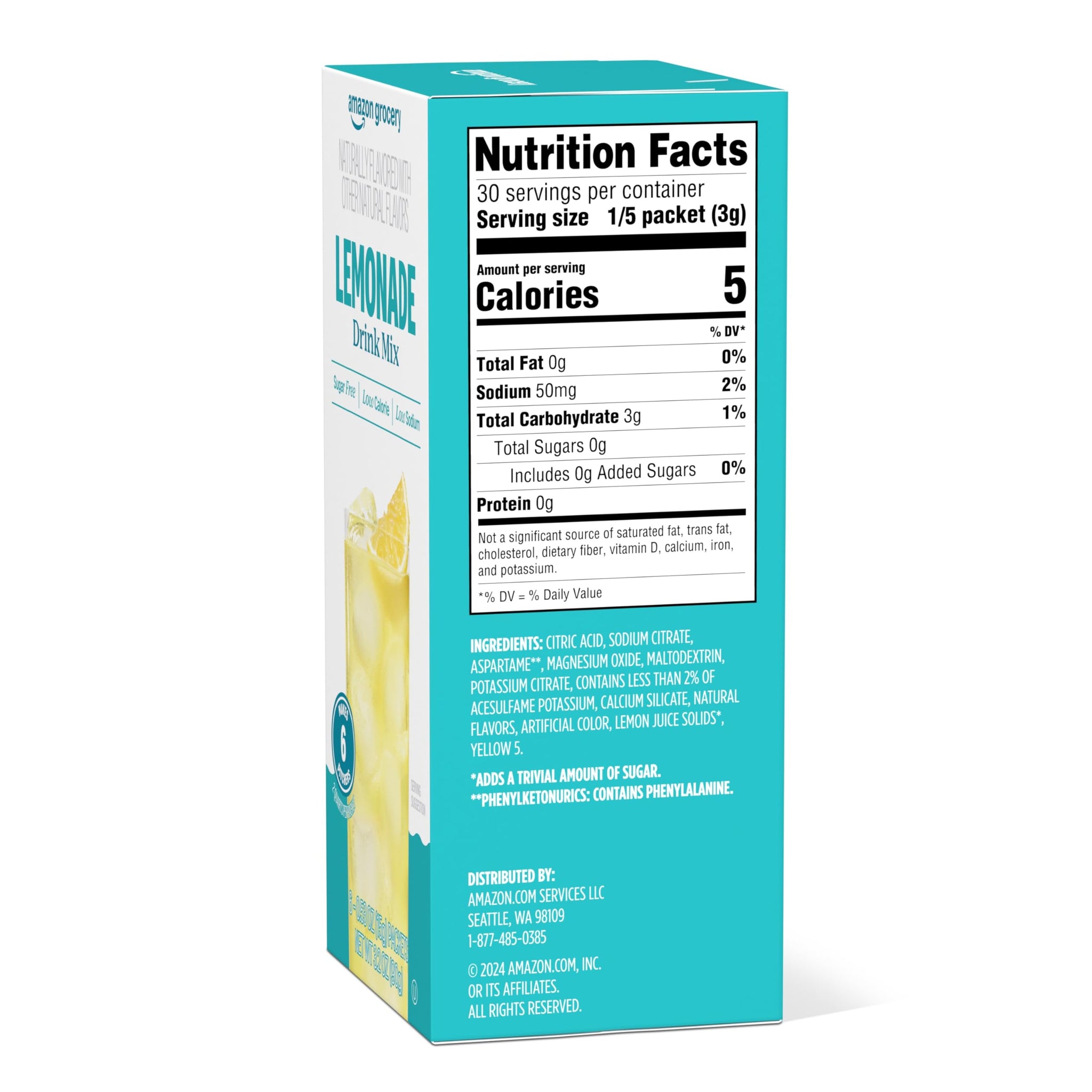 Amazon Grocery, Lemonade Drink Mix Singles, 3.2 Oz