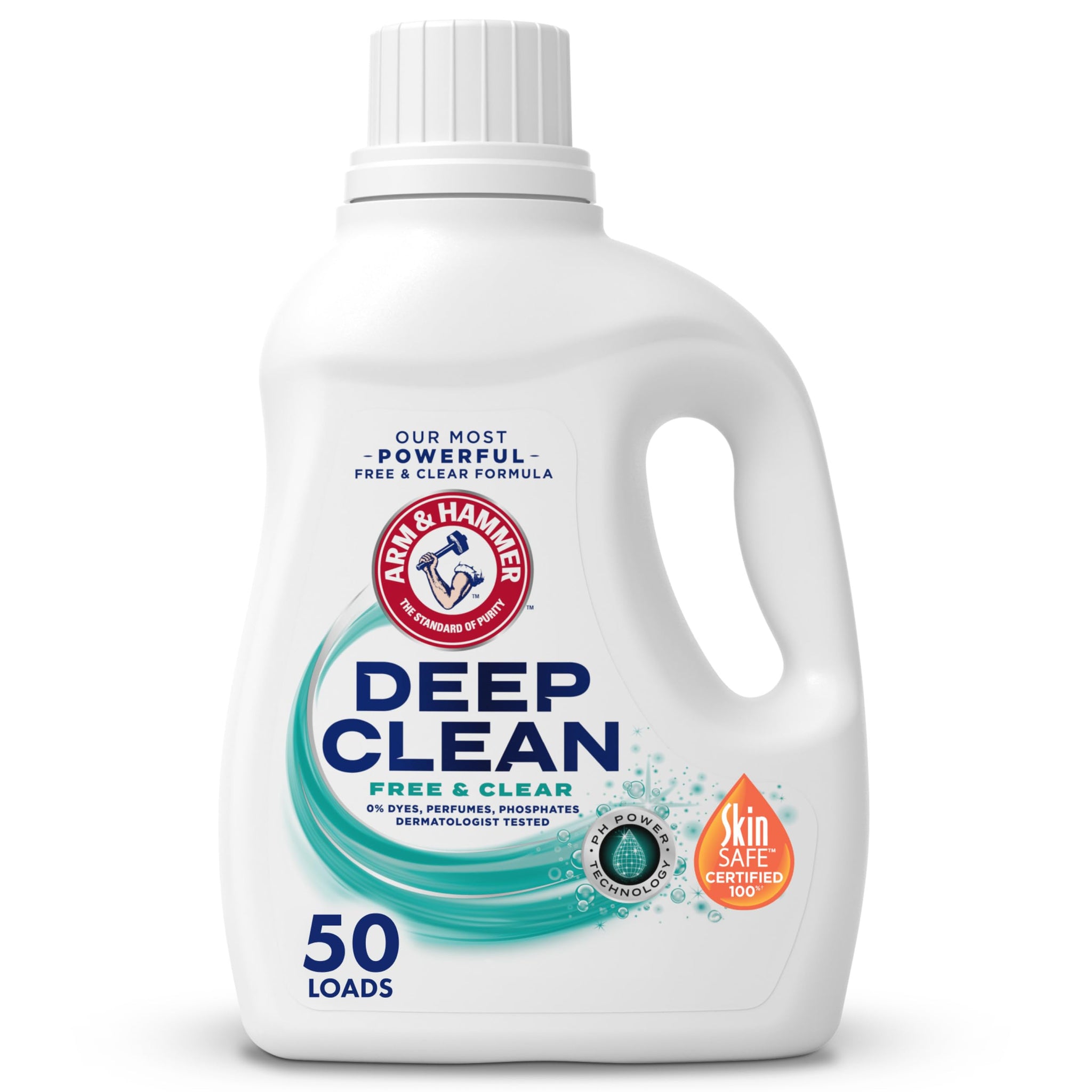 ARM & HAMMER Deep Clean Free & Clear Liquid Laundry Detergent, Free of Dyes, and Perfumes, Dermatologist Tested, 75 Fl Oz, 50 Loads