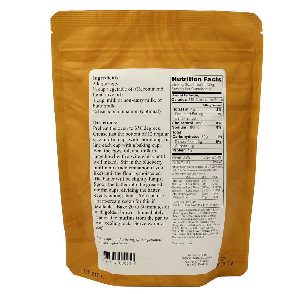 Authentic Foods Gluten Free Blueberry Muffin Mix - 2 Pack