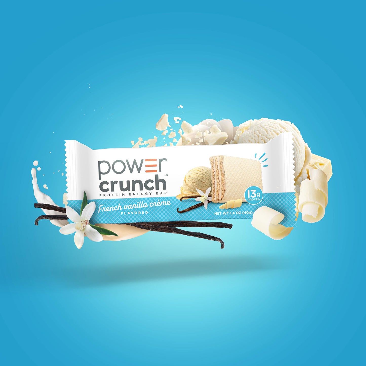 Power Crunch Protein Energy Wafer Bars, French Vanilla Creme, 1.4 Ounce (12 Count)