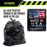 Aluf Plastics Gallon Size 55-60 Typically 38" x 58" 2.0 MIL Black Heavy Duty Garbage Bags - Pack of 100 - For Contractor, Outdoor, Construction
