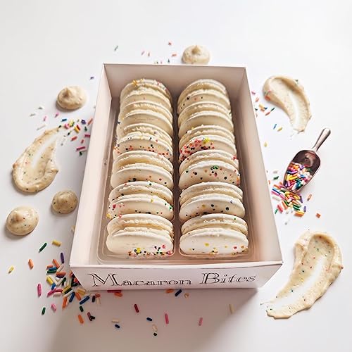 French Macaron Bites® Cookies Gift Box | Cake Batter Flavor | Gourmet Assortment | 12 Count Bakery Dessert Sampler | Fresh, Sweet, and Ready to Eat