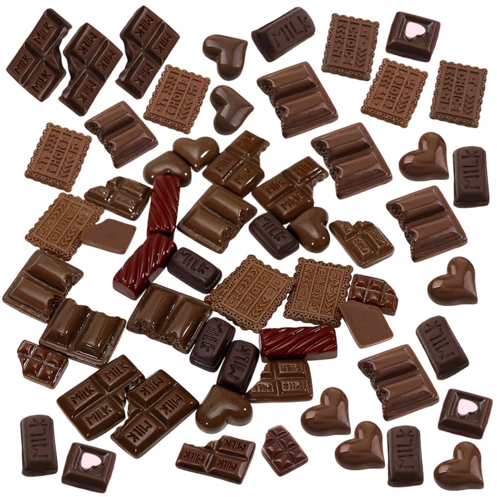 MiOYOOW Mini Fake Chocolate, 60PCS Realistic Faux Chocolate Decoration for DIY Crafts, Phone Case, Home Decor & Party Props