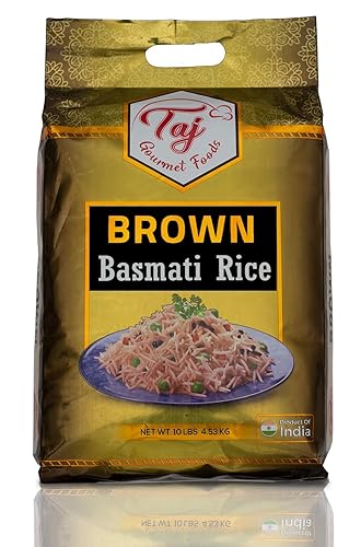 TAJ Gourmet Brown Basmati Rice, Naturally Aged, 10-Pounds