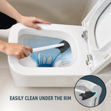 Broombi Sani-Flex Toilet Brush Squeegee and drip-Less Holder Set with a Patented Silicone Bristle-Free Head - no Mess, no clinging gunk or Poo, Super
