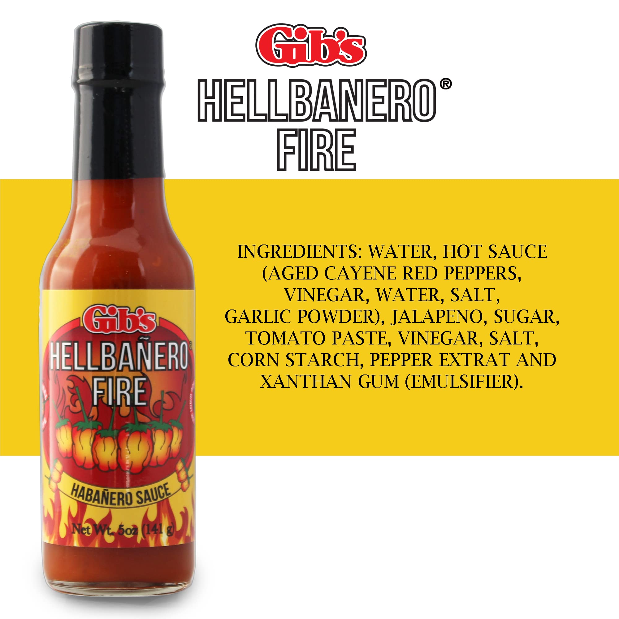 HELLBANERO FIRE HABANERO SAUCE | Made with Aged Cayenne Red Peppers | Crafted in Small Batches, Low Sugar, Low Carb | Awesome Hot Sauce & Marinade.
