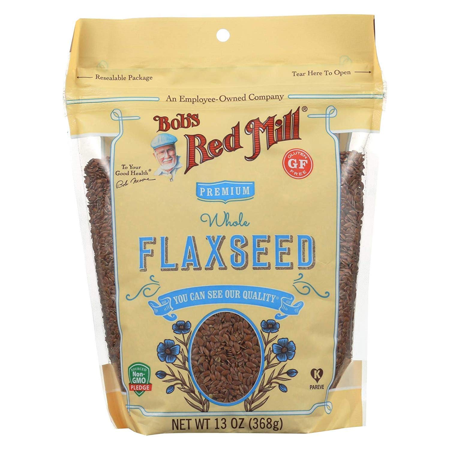 BOB'S RED MILL, Flaxseeds, Gluten Free, Pack of 6, Size 13 OZ, (Gluten Free Kosher)6
