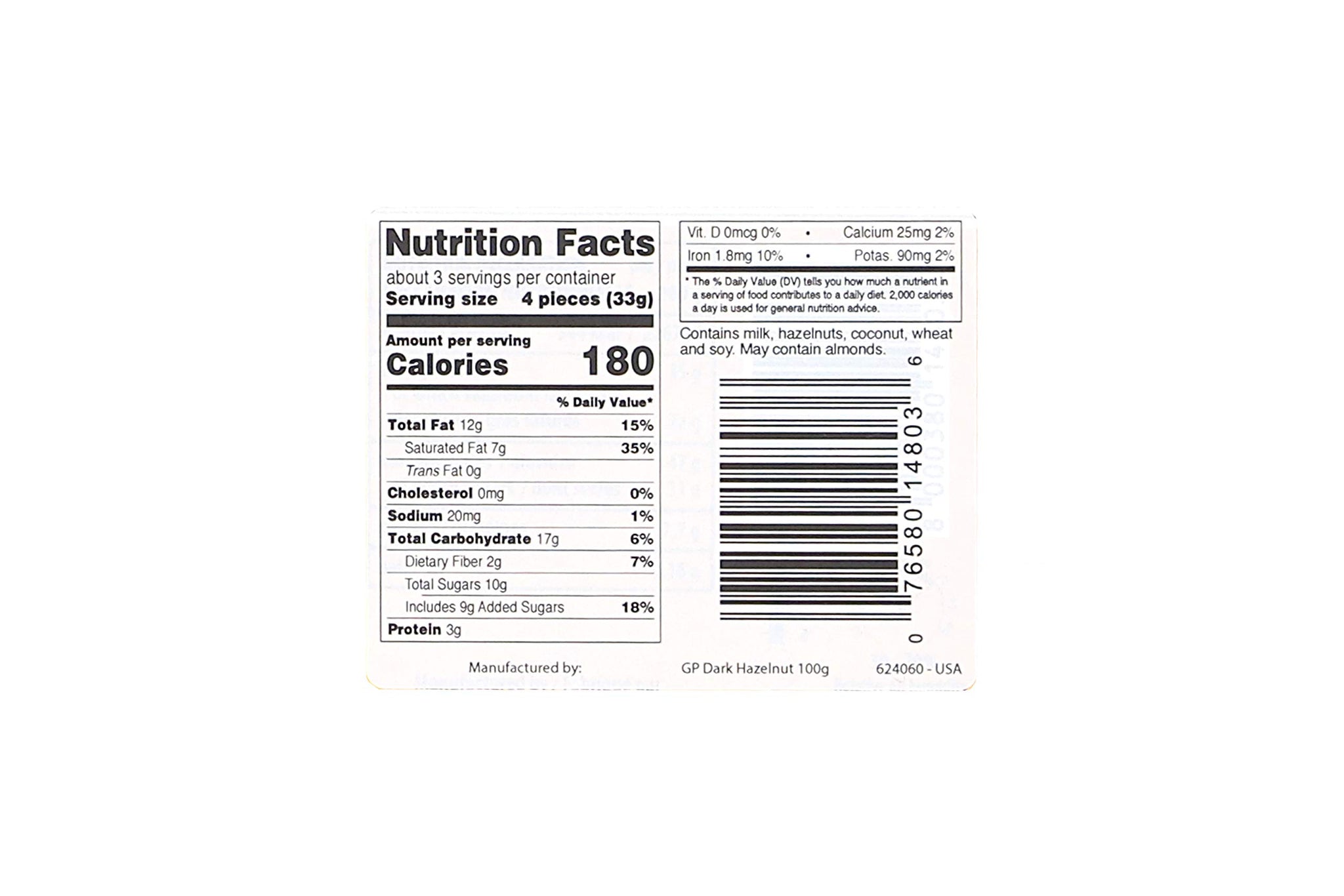 Loacker Cookie, Pstccria Hazelnut Dark, 3.53 Ounce