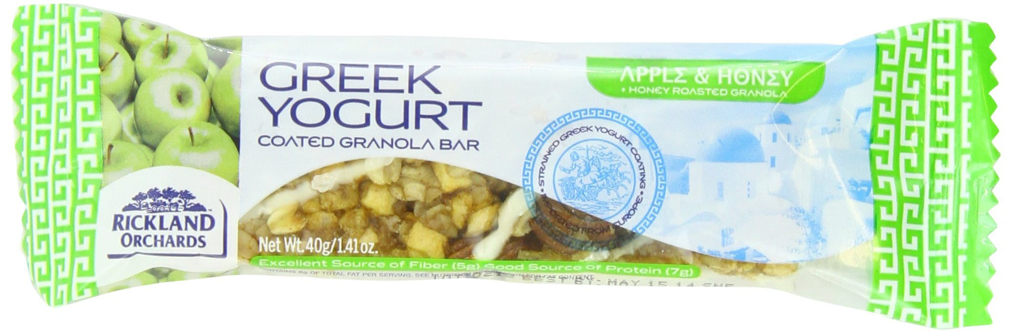 Rickland Orchards Greek Yogurt Covered Granola Bar, Apple and Honey, 1.4 Ounce Bars, 5 Count