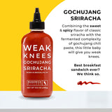 Weak Knees Gochujang Sriracha Hot Sauce - Infused with Bold Korean Gochujang Paste & Classic Spicy Sriracha for Noodles, Rice & Marinades - Made in