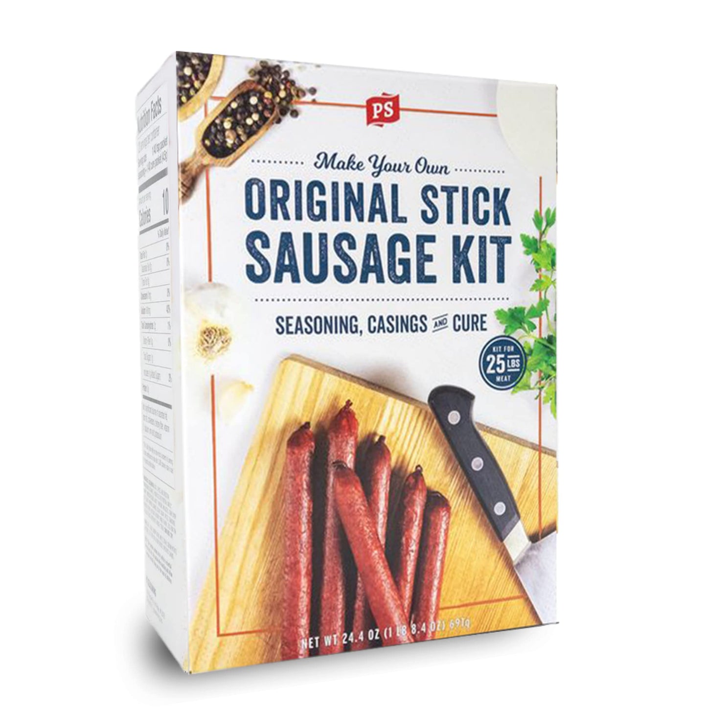 PS Seasoning Original Snack Stick Kit- Includes Snack Stick Sausage Seasoning Mix, Cure, and Collagen Casings for up to 25lbs of Meat- Easy to Use