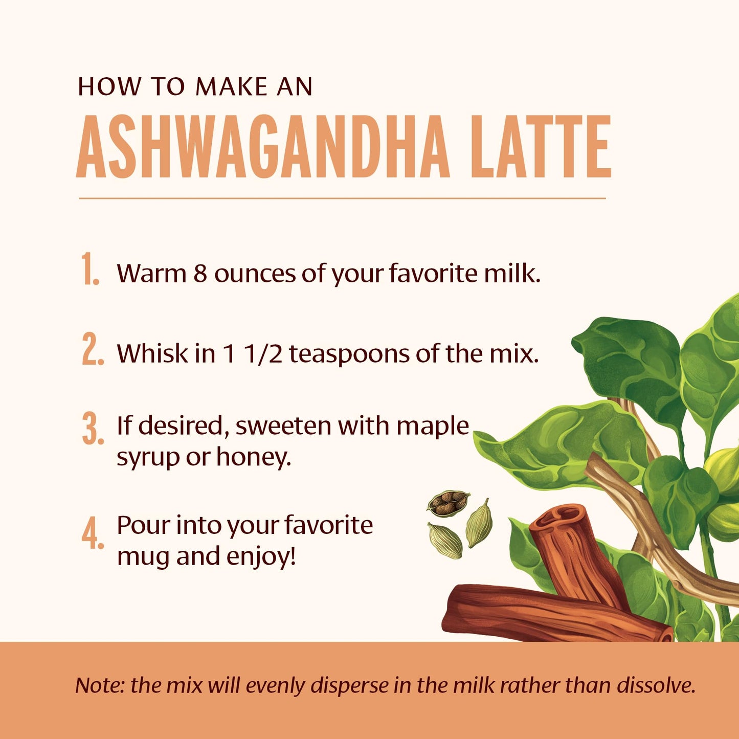 Banyan Botanicals Ashwagandha Latte - Caffeine-Free Organic Herbal Latte Mix - Instant Herbal Adaptogen Drink for Energy, Relaxation, and Nourishment*