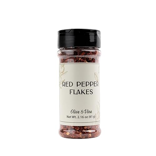 Olive & Vine Red Pepper Flakes, Spicy Heat, Seasoning for Pizza, Pasta, and Soups, Rich Tradition, Authentic Taste, For Global Recipes (2.16 Ounce)