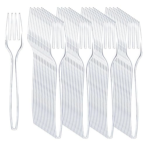 Liacere 360Pcs Clear Plastic Forks -Disposable Plastic Forks BPA-Free, 6.7-inch Heavy Duty Clear Disposable Cutlery, Suitable for Parties