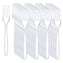Liacere 360Pcs Clear Plastic Forks -Disposable Plastic Forks BPA-Free, 6.7-inch Heavy Duty Clear Disposable Cutlery, Suitable for Parties