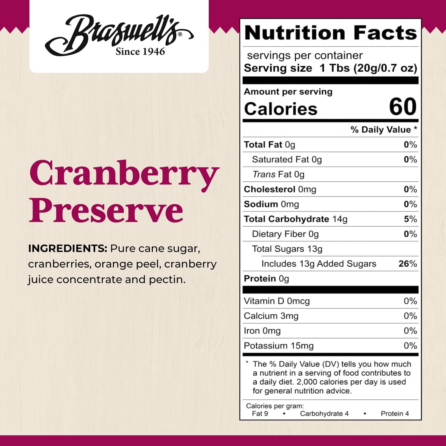 Braswell’s Sweet and Savory Jellies, Jams, and Preserves - Small-Batch, Renowned Specialty, Made in USA, Since 1946 (10.5 Ounce, Cranberry)