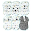Bright Habits Sponge Set in Dot Blue, 6 Pack Super Absorbent Washable Reusable Cleaning Sponges Made from Recycled Materials, Durable Eco Friendly