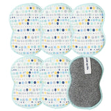Bright Habits Sponge Set in Dot Blue, 6 Pack Super Absorbent Washable Reusable Cleaning Sponges Made from Recycled Materials, Durable Eco Friendly