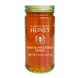100% Authentic, USA - Made Raw Unfiltered Honey, Made by Pure Southern Honey [ 8 oz ] - Unheated - Non - GMO, No Additives, All - Natural Sweetener