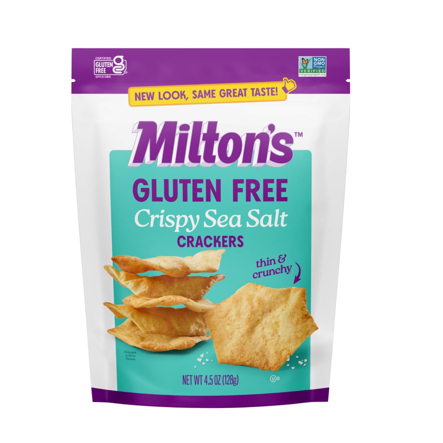 Milton’s Gluten Free Crackers, Crispy Sea Salt - Non-GMO Project Verified, Kosher, Certified Gluten Free Snack, 5 Grains In Every Bite - 20 Oz