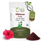 Organic Way Dried Hibiscus Flower Cut & Sifted (Hibiscus rosa-sinensis) | Herbal Tea - Organic & Kosher Certified | Raw, Vegan, Non GMO & Gluten Free