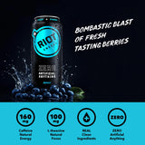RIOT Clean Energy Drink - Berry | No Sucralose, No Sugar Added, No Artificial Flavors | 160mg Natural Caffeine + 100mg L-Theanine | Clean Focus
