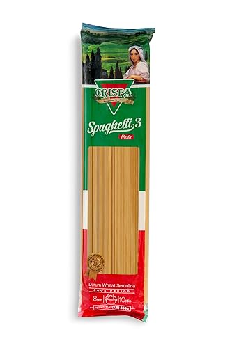 Crispa Spaghetti #3 | Premium Durum Wheat Semolina | 1lb (16oz) Pack | Italian-Style Long Noodles Made from Pure Quality Ingredients
