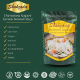 Shahzada Premium Super Kernal Basmati Rice (02 Lbs.) Aromatic Basmati, AGED, Flavorful, Slender |Non-Sticky Grain for Delicious Dining Experience, Non-GMO, Vegan, Gluten Free, Soy Free, No Cholesterol, Resealable Zip-Lock Bag | 02 Pound Packing