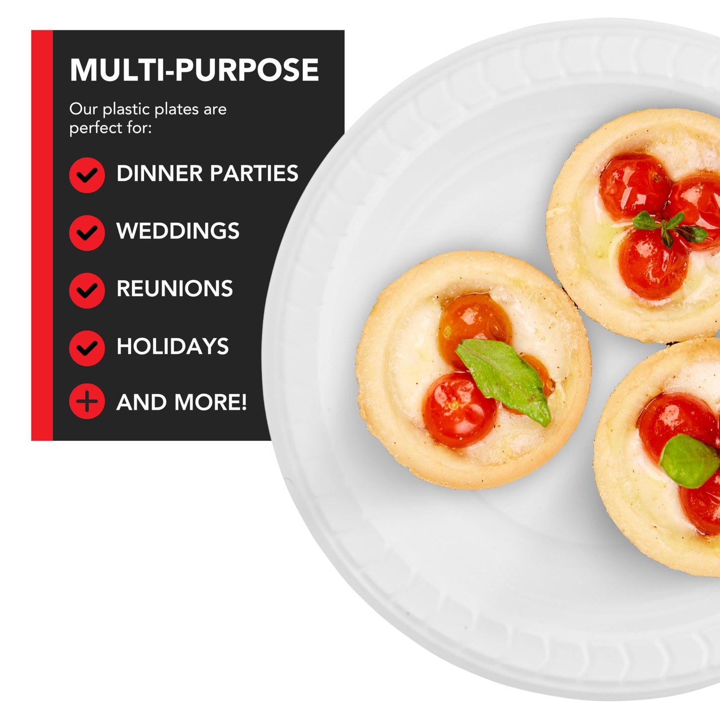 Stock Your Home 200 Count Premium White Plastic Plates, 6 Inch White Disposable Wedding Cake Plates, Heavy Duty Plastic Dessert Plates, Cocktail