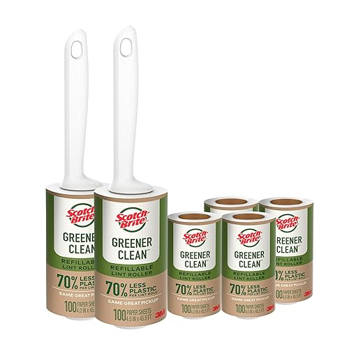 Scotch-Brite Greener Clean Lint Roller, Reusable Lint Rollers for Clothes, Furniture, and Pet Hair, Tidy Up Fabrics with a More Sustainable Fuzz
